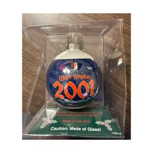 Vintage 2001 Disney Magic Kingdom Glass Christmas Ornament Walt Disney World NEW